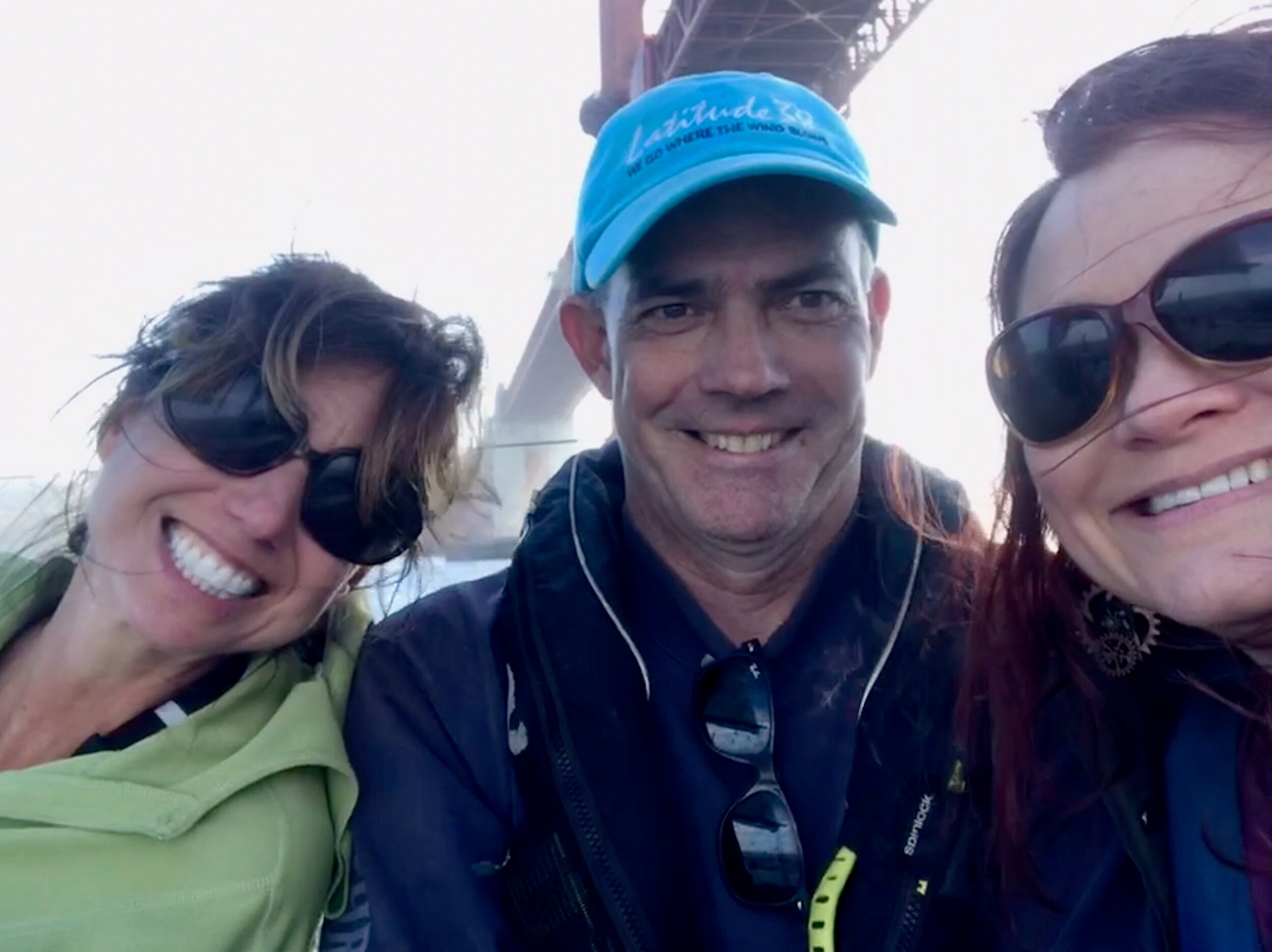 Activate Boston MD Aimee Rose (left) and Cyclotron Road Division’s Laboratory Operations lead Melanie Sonsteng joined Tom Boussie for a sail through the golden gate.